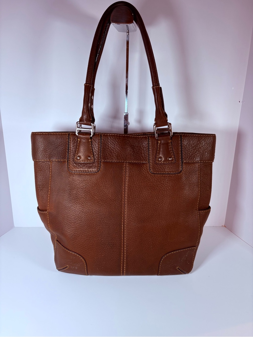 Fossil Brown Pebbled Leather Tote - Picture 2 of 8